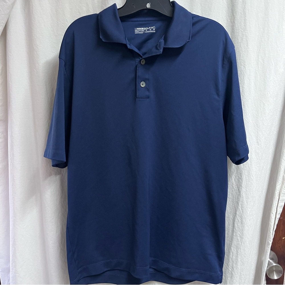 Nike Dri-FIT Tour Men's Solid Golf Polo Navy Blue Short Sleeve Size Medium